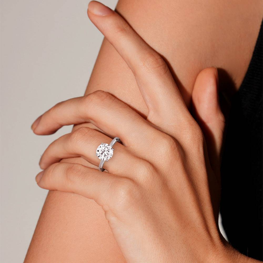 Classic Round Solitaire Brilliant Moissanite Engagement Ring - 1 Carat D Color VVS1 Clarity, 14K White Gold Wedding Band for Women, Perfect Proposal Gift & Anniversary Jewelry