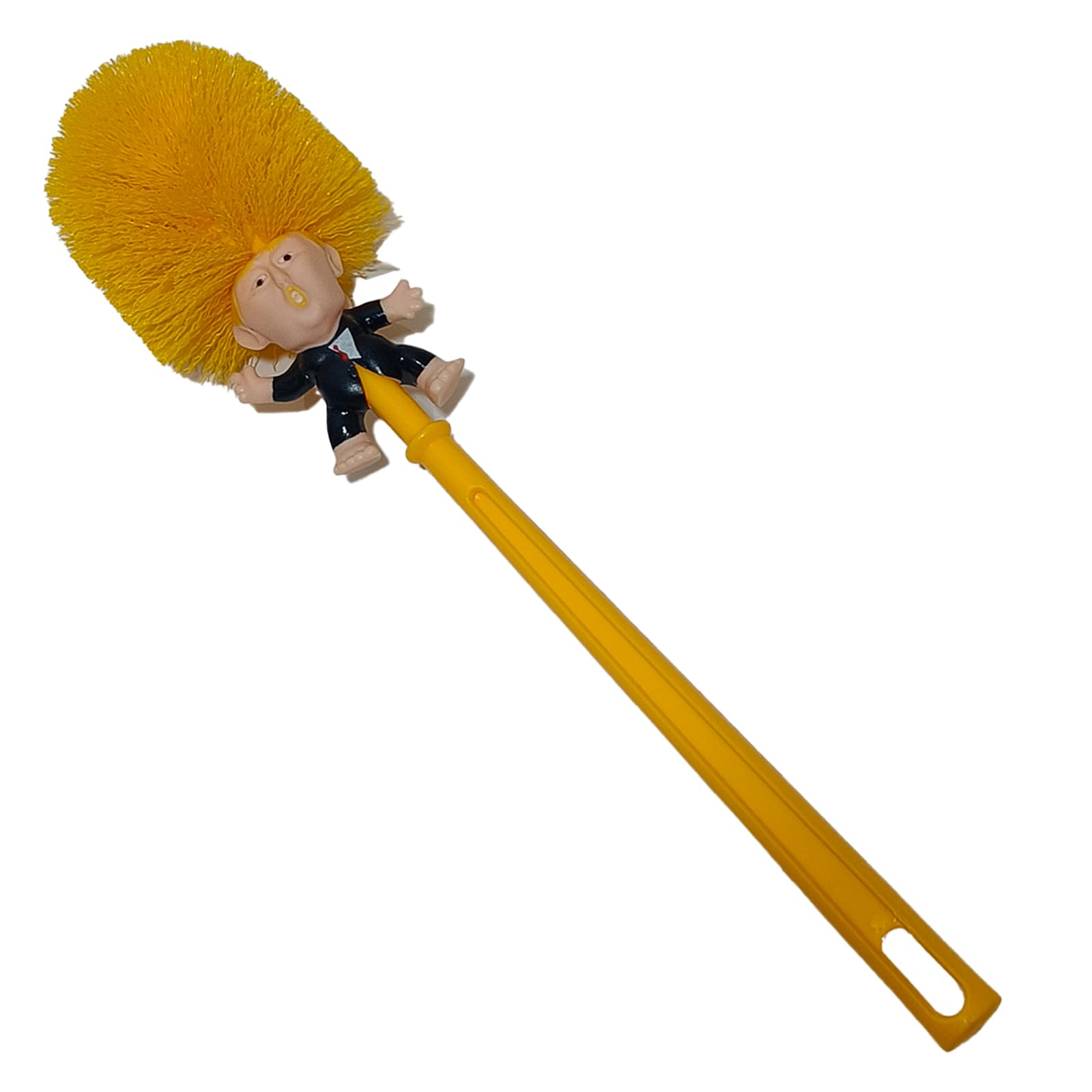 Donald Trump Toilet Brush - Funny Novelty Toilet Bowl Scrubber with Long Handle for Bathroom Cleaning | Great Gift for Political Fans & Pranksters