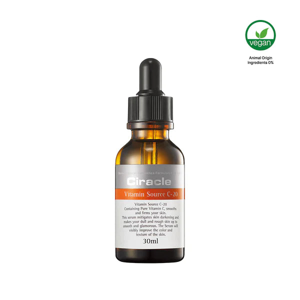 Ciracle Vitamin C 20 Serum 30ml - Brightening & Anti-Aging Face Treatment for Glowing Skin | Day & Night Skincare Routine