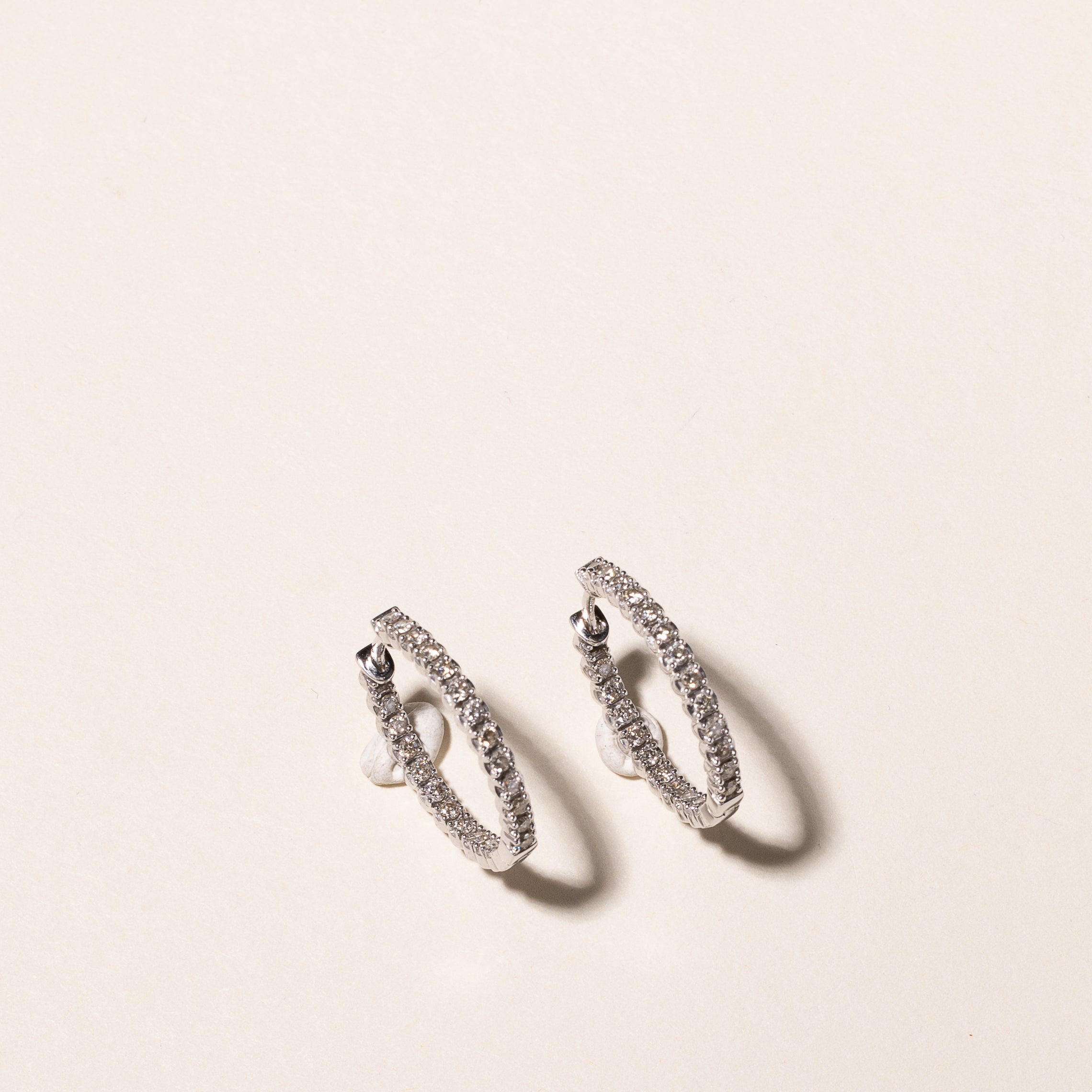 10K White Gold Diamond Hoop Earrings for Women - 1.04ctw Round Cut Studs - 22mm Dangle Hoops | Perfect for Weddings, Parties & Everyday Elegance
