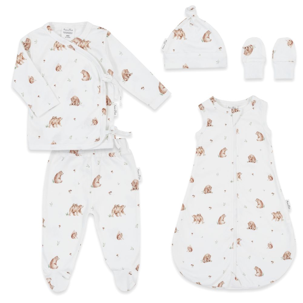 Aster & Oak 5-Piece Organic Cotton Baby Gift Box Set - Soft & Hypoallergenic for Newborns & Toddlers - Perfect for Baby Showers, Birthdays & Special Occasions