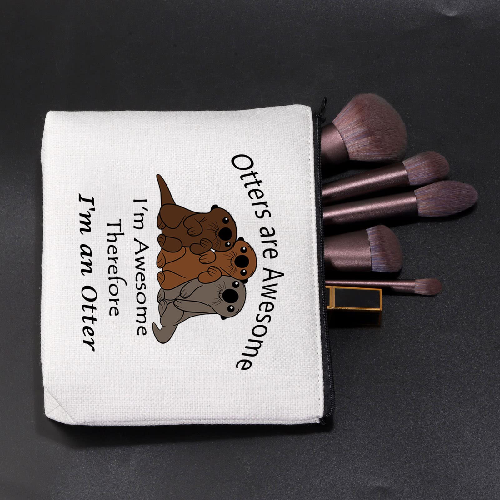 Funny Otter Cosmetic Bag - Cute Otter Lover Gift with Zipper for Makeup & Travel | Otters Are Awesome Design - Perfect for Daily Use, Beach Trips & Gifts