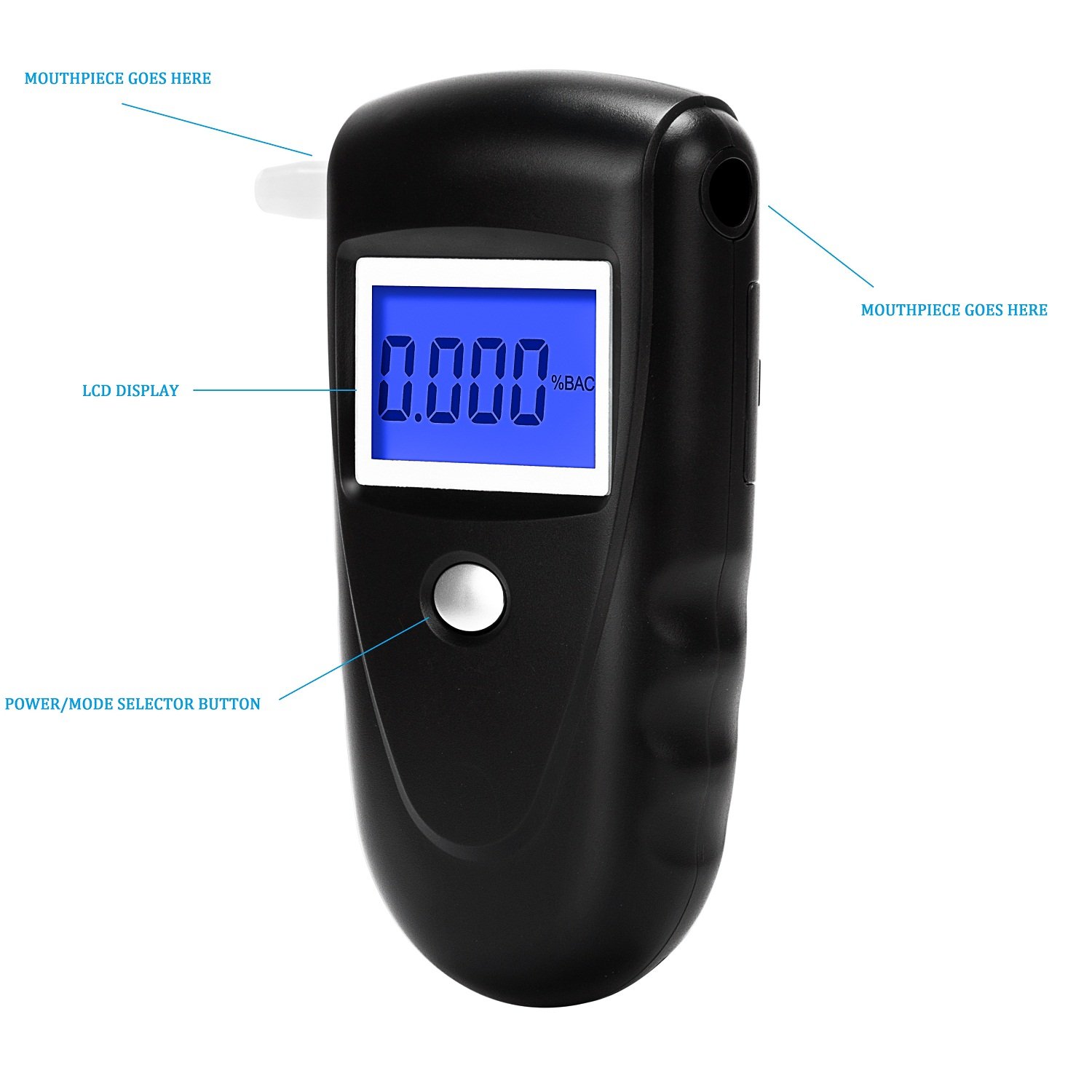 Professional Digital Breathalyzer - Portable Alcohol Breath Tester with 10 Disposable Mouthpieces for Personal & Workplace Safety | Accurate BAC Measurement for Drivers, Party-Goers & Safety Officers