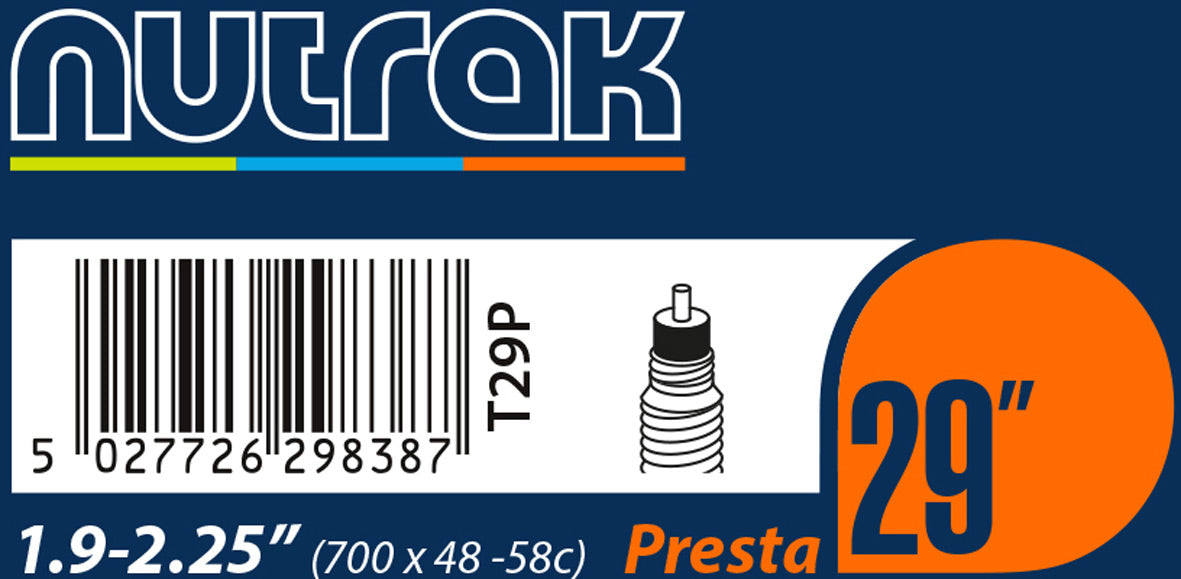 NUTRAK 29 Inch Bike Inner Tube - Presta Valve - Compatible with Mountain & Hybrid Bikes - Durable & Puncture Resistant - Perfect for Trail Riding & Commuting