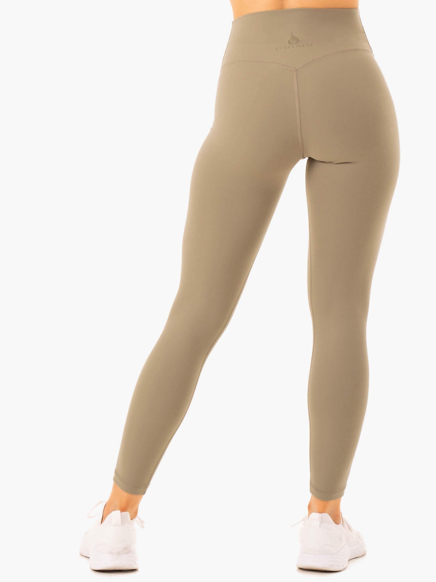 NKD Refine High Waisted Yoga Pants - Khaki Color for Women | Tummy Control Workout Leggings | Perfect for Yoga, Gym & Everyday Wear