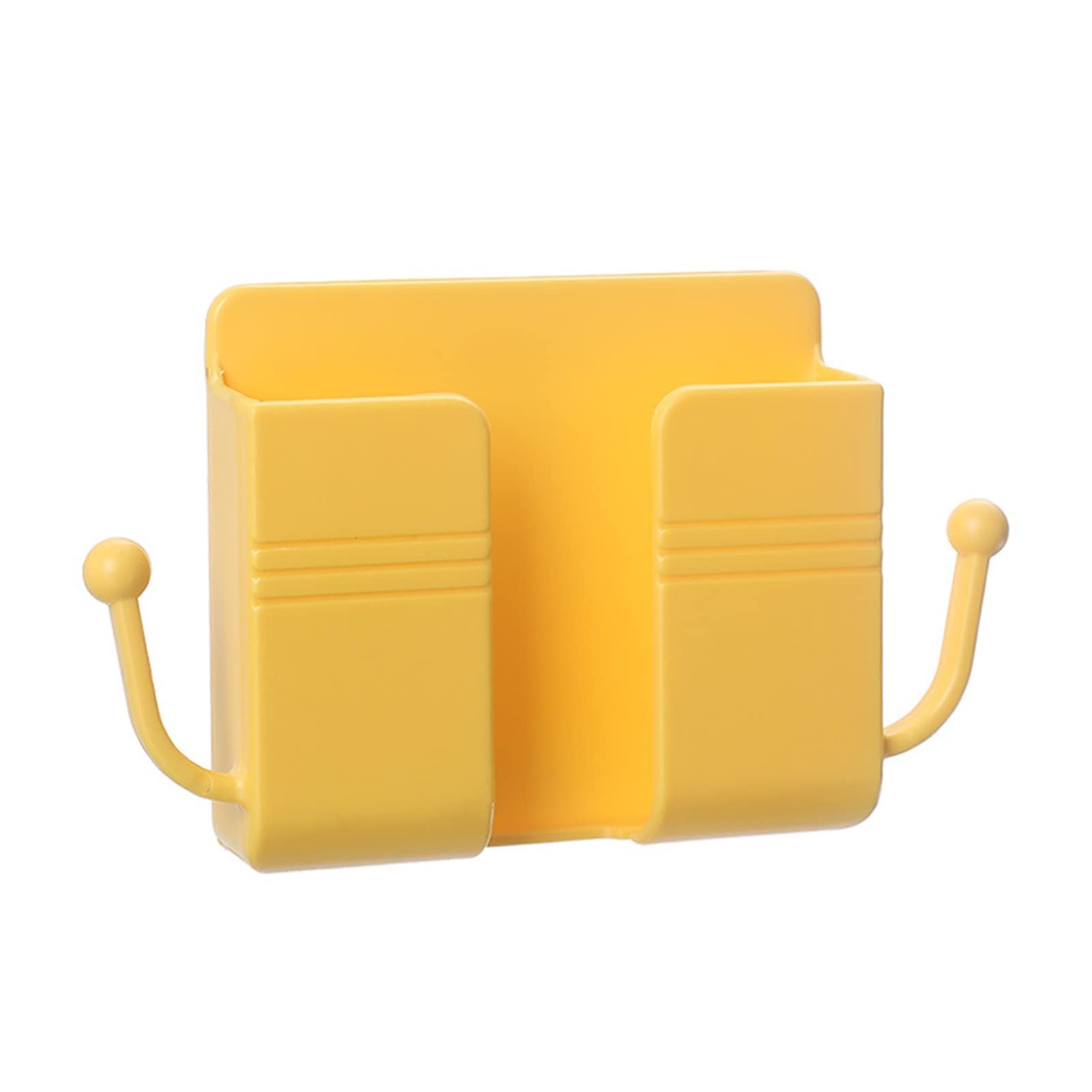 NLFAUTO 2-Piece Wall-Mounted Storage Organizer with Phone Charging Station - Multi-Function Remote Control Holder & Shelf for Living Room, Bedroom, Office (Yellow)