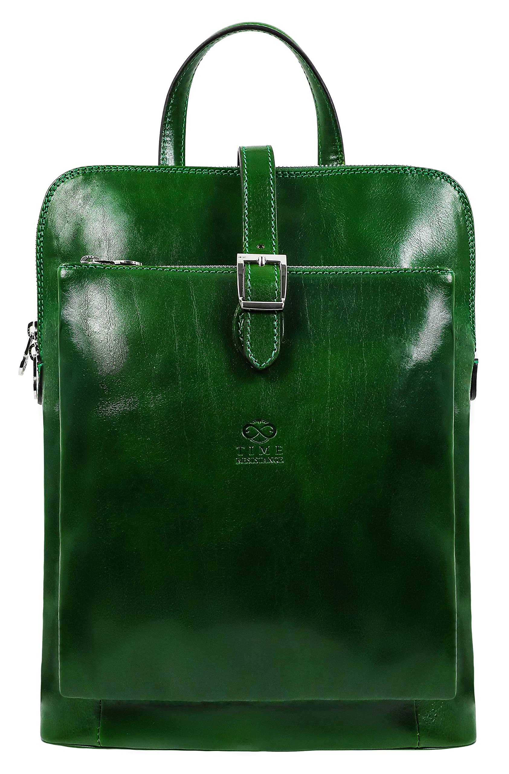 Premium Full Grain Leather Backpack for Women - Convertible to Shoulder Bag - Durable Travel Rucksack with Time Resistance (Green) - Perfect for Work, College & Weekend Getaways