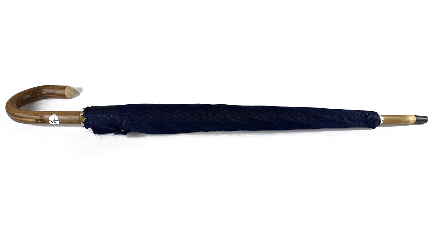 Premium Blue Navy Umbrella with Natural Chestnut Wood Handle - Windproof & Waterproof for Outdoor Events, Weddings, and Daily Commute