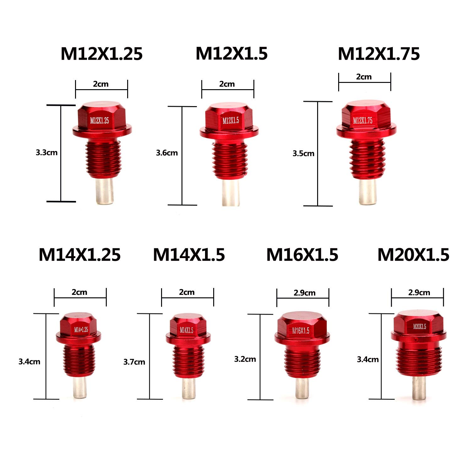 High-Performance Magnetic Oil Drain Plug 14x1.5 - Red Engine Oil Sump Drain Nut Bolt for Car, Truck & Motorcycle - Prevents Metal Debris & Extends Engine Life