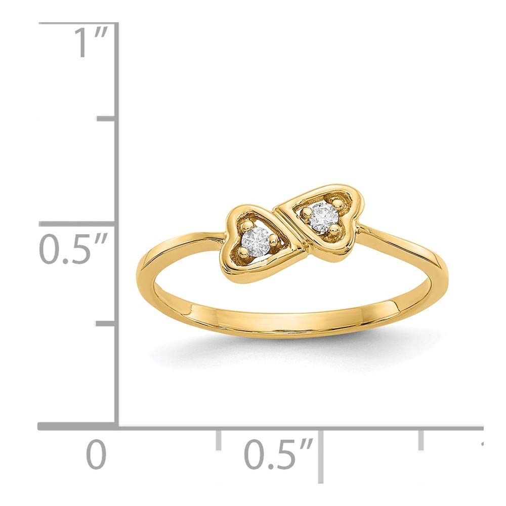 14K Yellow Gold Polished AA Diamond Heart Ring for Women - Elegant Jewelry Gift for Anniversary, Valentine's Day & Special Occasions