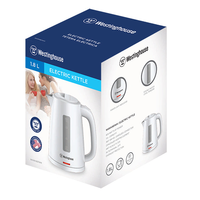 Westinghouse 1.8L Electric Kettle - Fast Boiling, Auto Shut-Off & Boil-Dry Protection - Perfect for Coffee, Tea & Hot Beverages at Home or Office