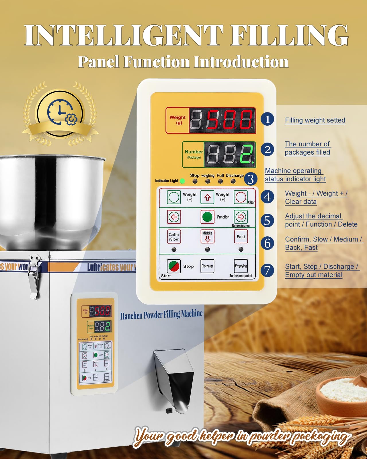 Automatic Powder Filling Machine 1-50g | Particle Weighing Filler for Tea, Seeds, Grains & Glitters | Foot Pedal Control | 110V | Perfect for Small Business & Home Use in Food, Spice & Cosmetic Packaging
