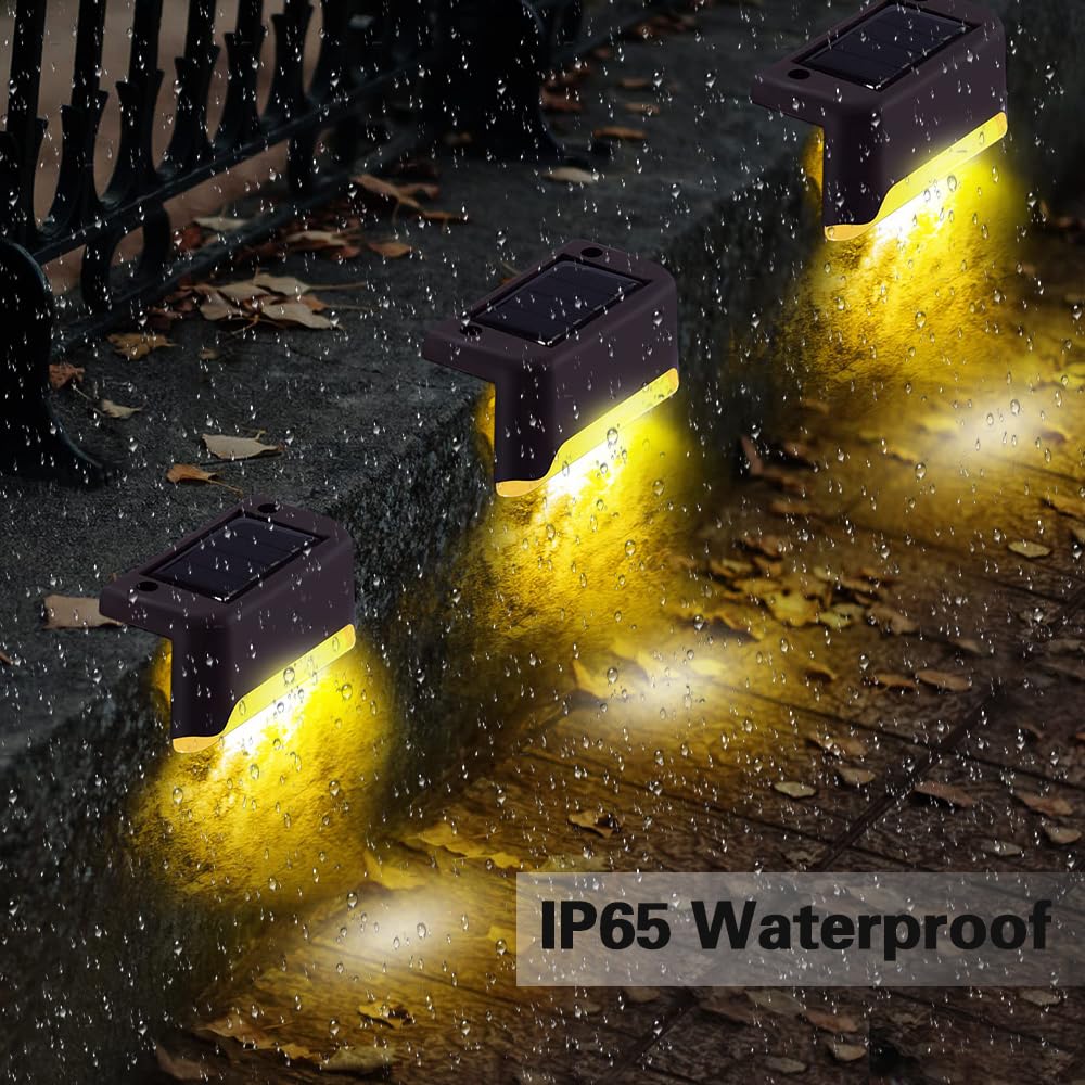 8 Pack Solar Deck Lights Outdoor Waterproof - Warm White LED Solar Fence Lights for Garden, Patio, Porch, Stairs, Yard, Driveway & Pathway | Weatherproof Landscape Lighting for Home & Garden Decoration