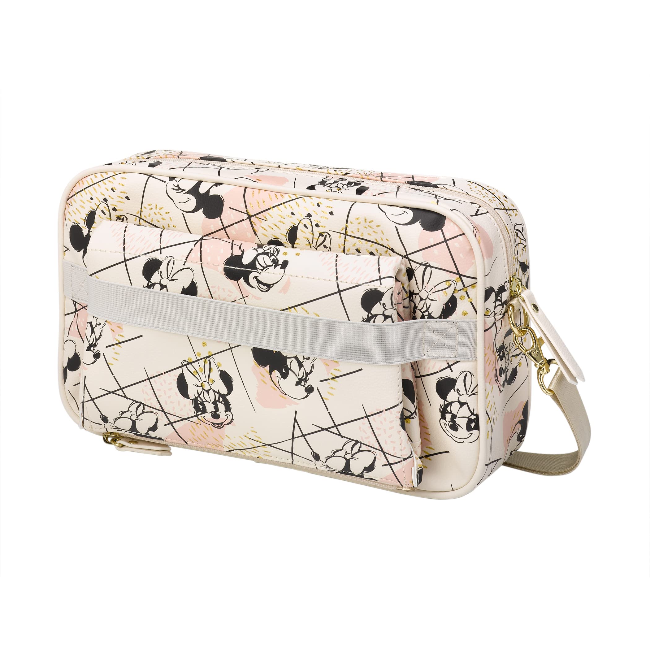 Petunia Pickle Bottom Companion Diaper Clutch with Fold-Out Changing Pad | Compact Baby Essentials Organizer for Travel | Lightweight & Washable | Shimmery Minnie Mouse Design | Perfect for Daycare, Park Outings & Quick Diaper Changes