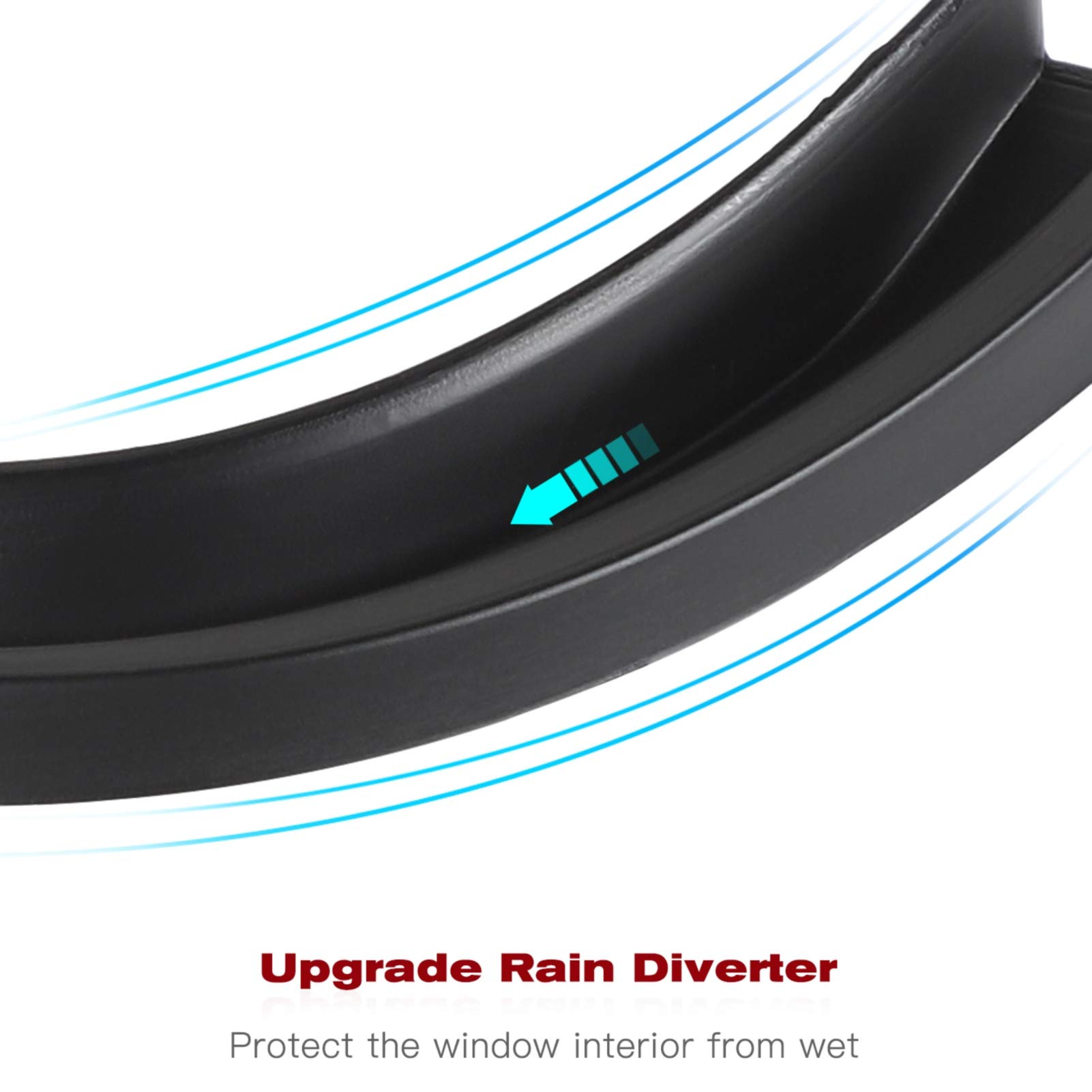 JeCar ABS Hardtop Rain Diverter & Drip Rail Extension - Waterproof Rain Gutter Accessories for Jeep Wrangler JL/JLU (2018-2023) & Gladiator JT (2020-2023) - 1 Pair - Perfect for Off-Roading & Heavy Rain Protection