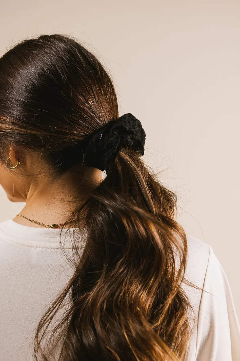 Floral Lace Hair Scrunchie - Black Elastic Hair Tie for Women & Girls | Perfect for Everyday Wear, Parties & Weddings