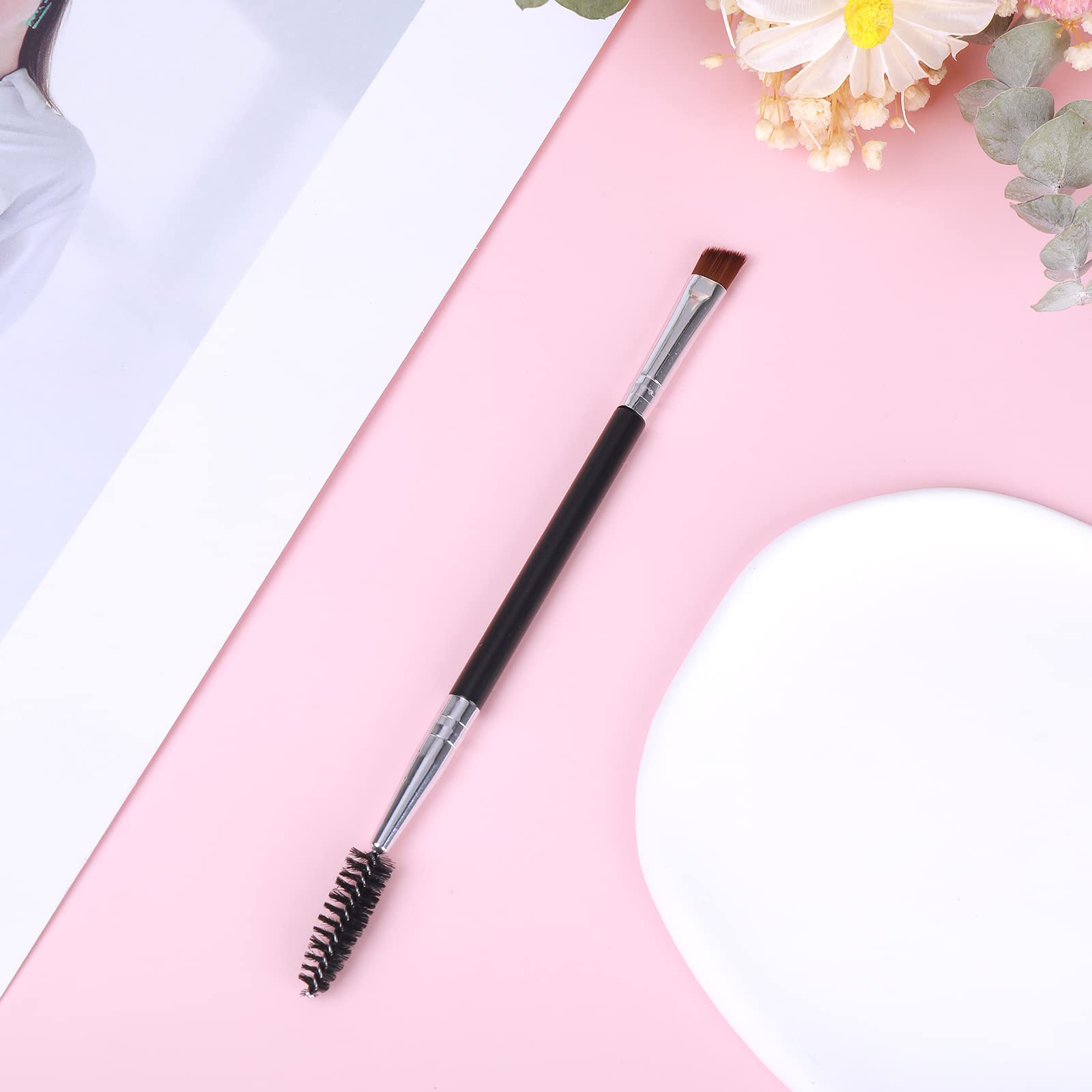 Professional Double Angled Eyebrow Brush Set - Ultra Thin Brow Brush with Spoolie for Precise Shaping | Perfect for Women, Makeup Artists & Stylists | Ideal for Everyday Makeup, Salon Use & Eyebrow Grooming