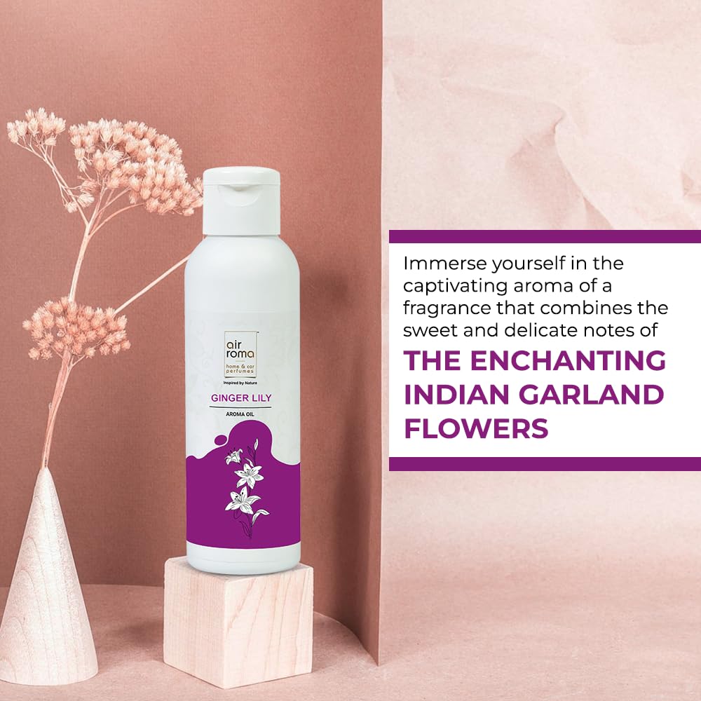 AIR-ROMA 100% Pure Ginger Lily Essential Oil (100ml) - Natural Aromatherapy Diffuser Oil for Home, Meditation & Focus - Perfect for Relaxation, Yoga & Stress Relief