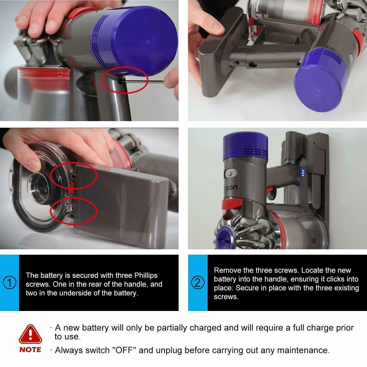 Dyson V8 Replacement Battery Compatible with V10, V8 Absolute & V8 Animal - Extra Long-Lasting Power for Cordless Vacuums - Perfect for Deep Cleaning Homes, Cars & Pet Hair Removal