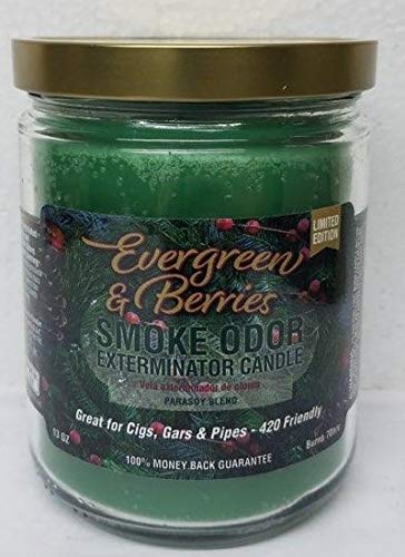 Evergreen & Berries Smoke Odor Eliminator Candle - 13oz Jar, 8-Pack Set with Cinnamon Apple, Pumpkin Waffles, Baked, Chill, Mulberry Spice, Caramel Vanilla Latte & Vanilla Glitz Scents | Home & Office Air Freshener for Smoke Removal, Parties & Relaxation