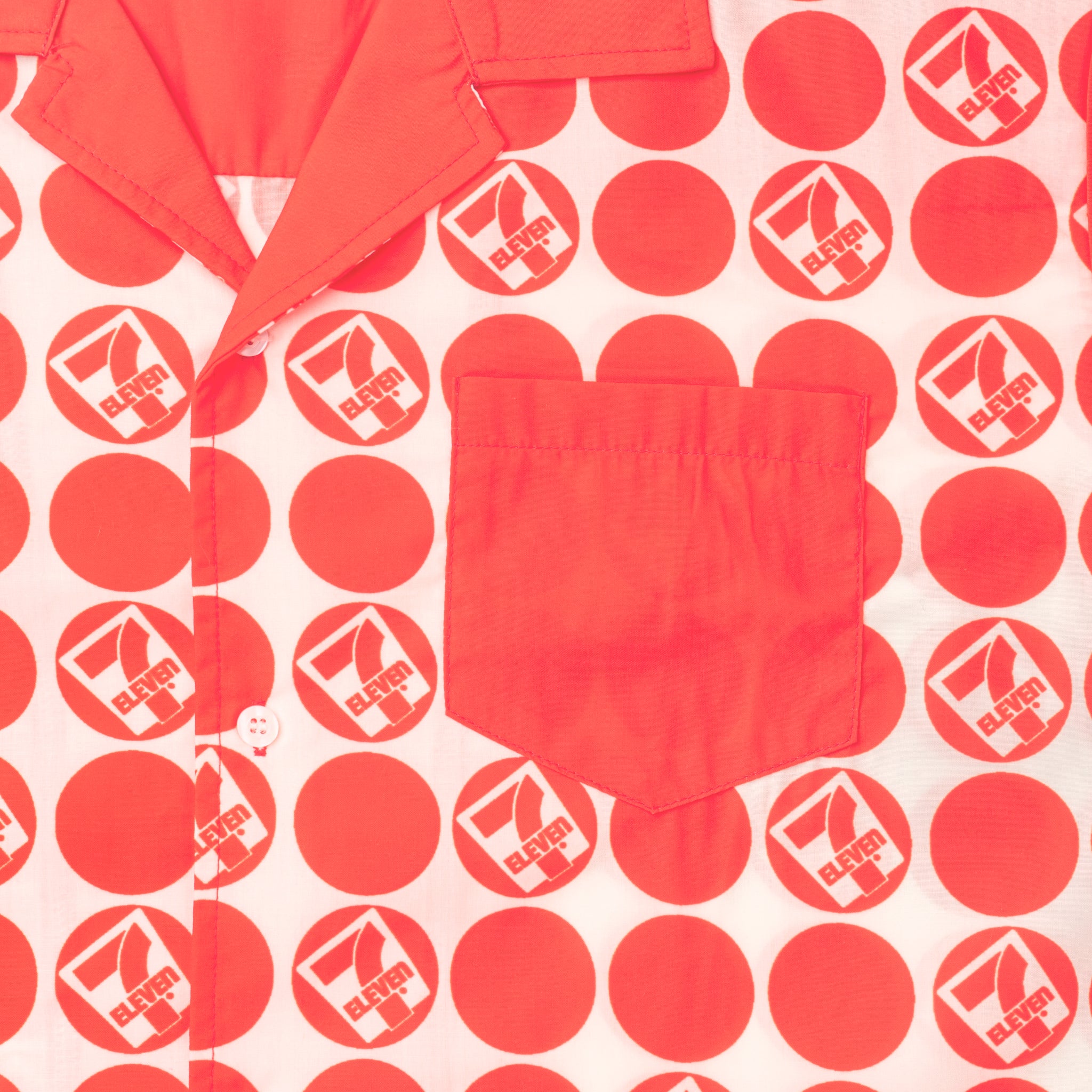 Vintage 7 Eleven® Red Dot Button Up Shirt - Retro Convenience Store Style for Casual Wear & Themed Parties