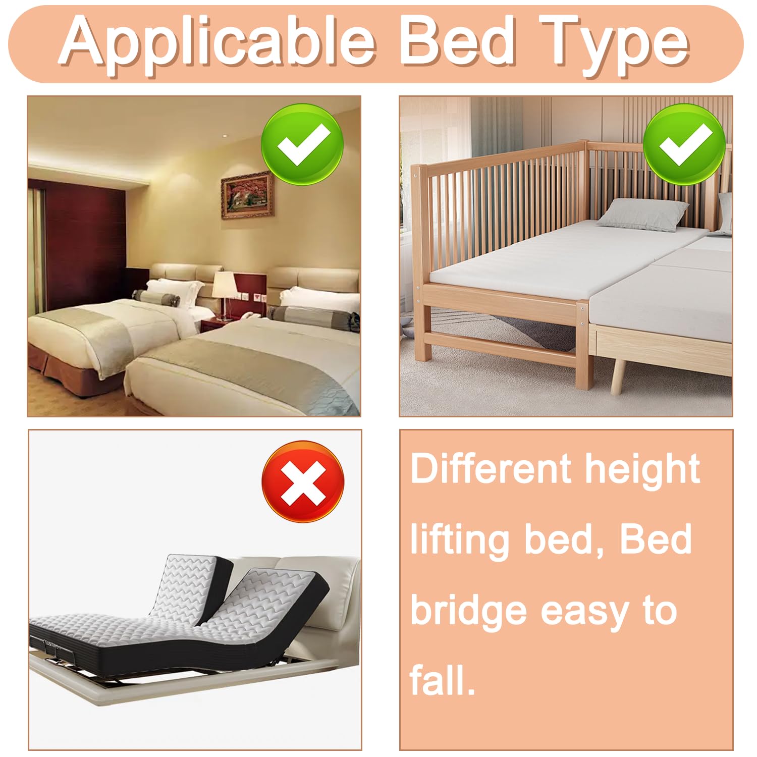 Twin XL to King Bed Bridge Converter Kit - Non-Slip Gap Filler for Adjustable Beds | Extra Wide 80