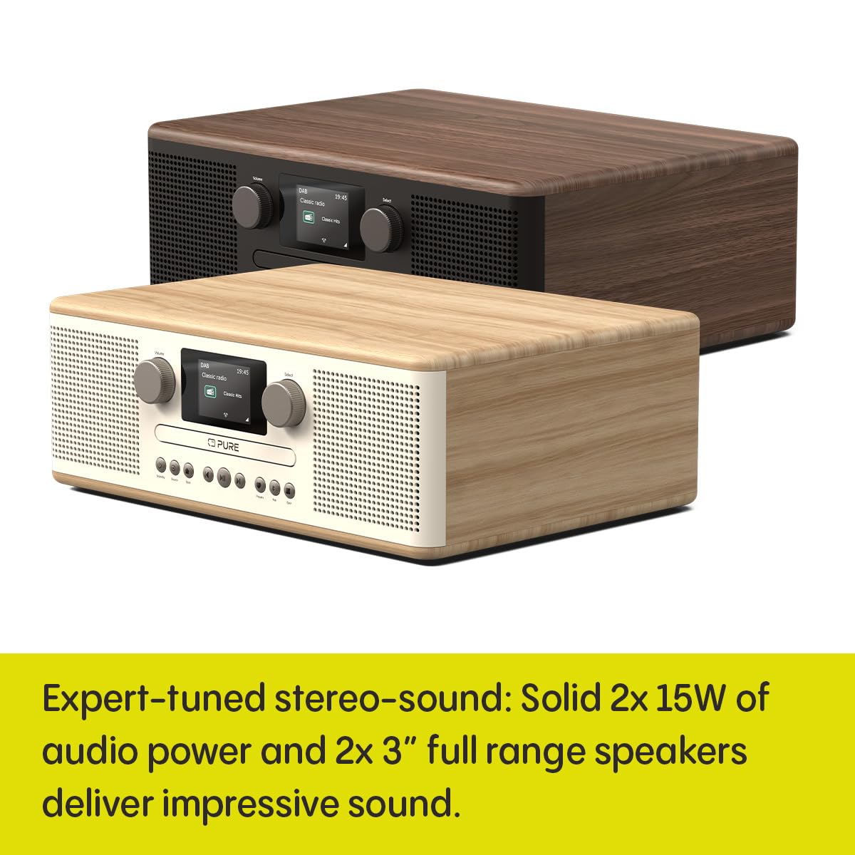 Pure Classic C-D6 Music System - CD Player with DAB+/FM Radio, Bluetooth, AUX & USB Connectivity, Alarm & Sleep Timer in Cotton White/Oak - Perfect for Home, Office & Bedroom Entertainment
