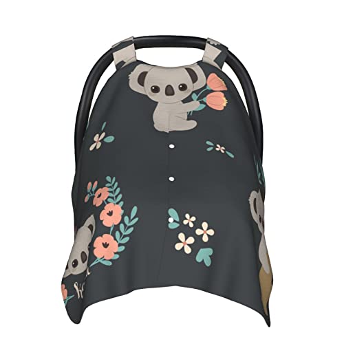 Soft Koala Baby Car Seat Cover - Breathable Infant Car Seat Canopy & Nursing Cover - Cozy Breastfeeding Scarf for Newborns - Perfect Baby Shower & Christmas Gift for Parents - Ideal for Travel, Shopping & Outdoor Activities