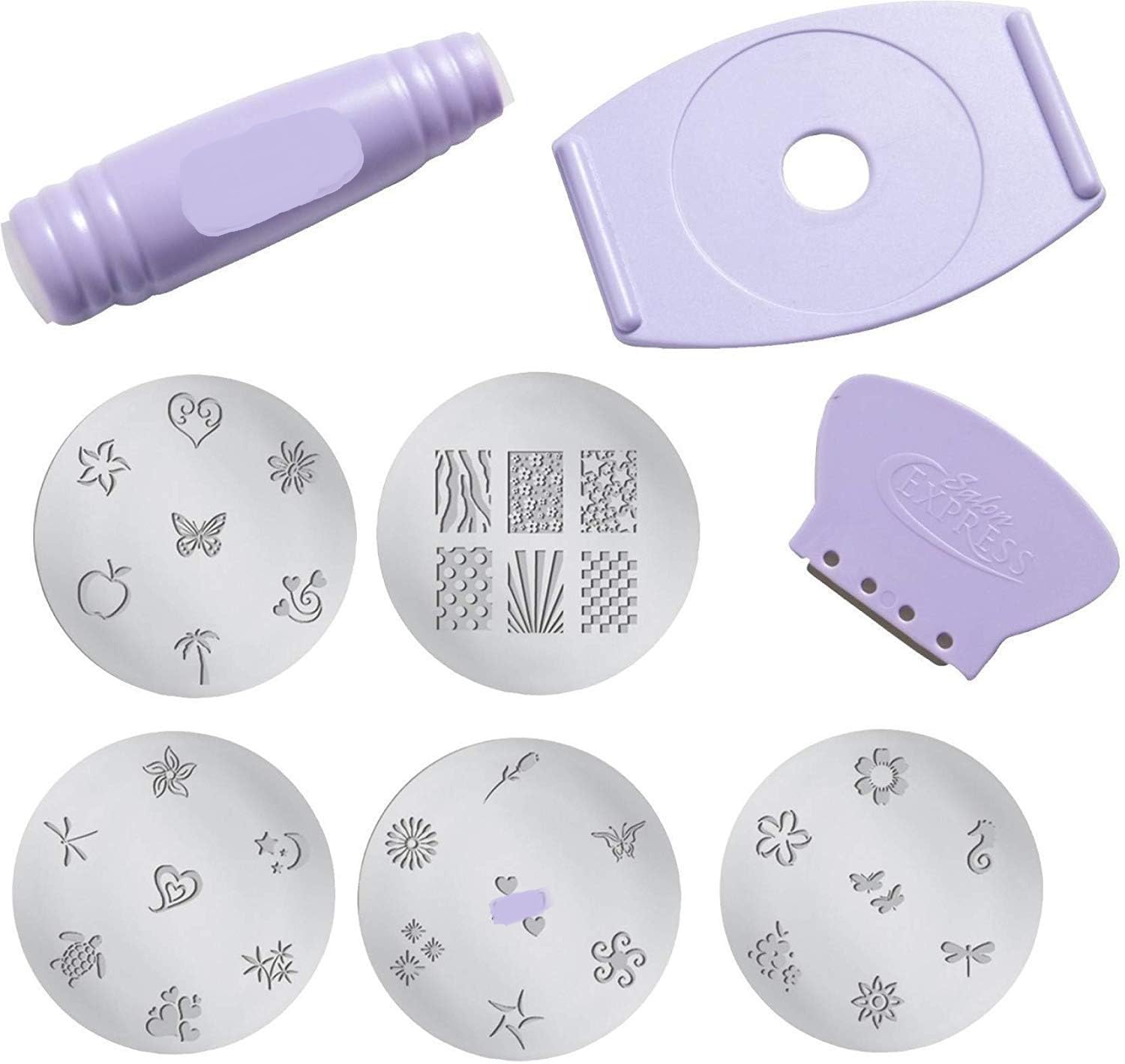 Swami Enterprise Nail Art Stamping Kit - 5 Rectangular Steel Image Plates & Silicone Stamper for Professional Nail Polish Designs | DIY Manicure & Salon Nail Art Decoration | Perfect for Home, Parties & Special Occasions