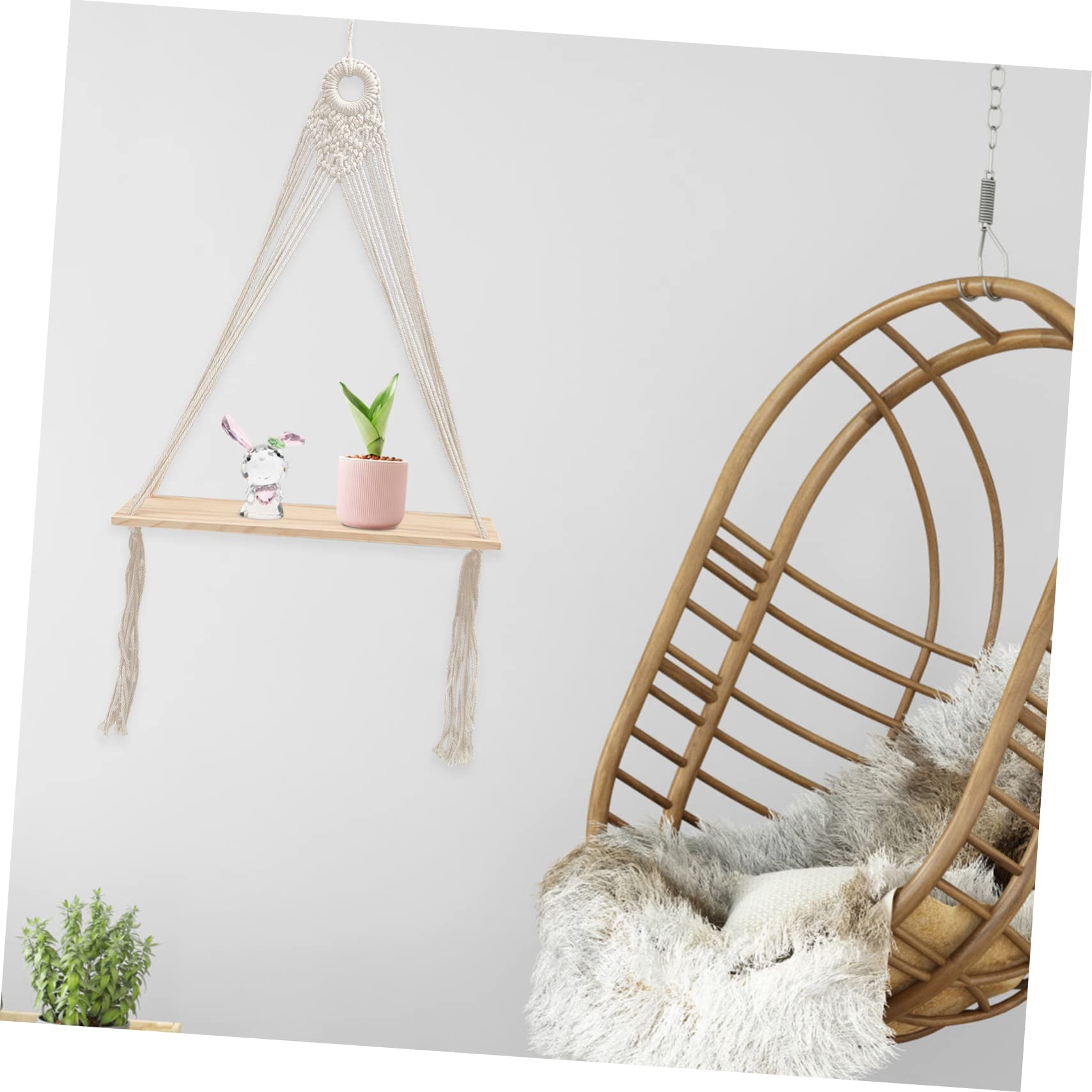 HOMOCONO Cotton Rope Wall Hanging Storage Rack - Decorative Floating Shelf for Home Organization | Perfect for Living Room, Bedroom, Bathroom & Kitchen Decor