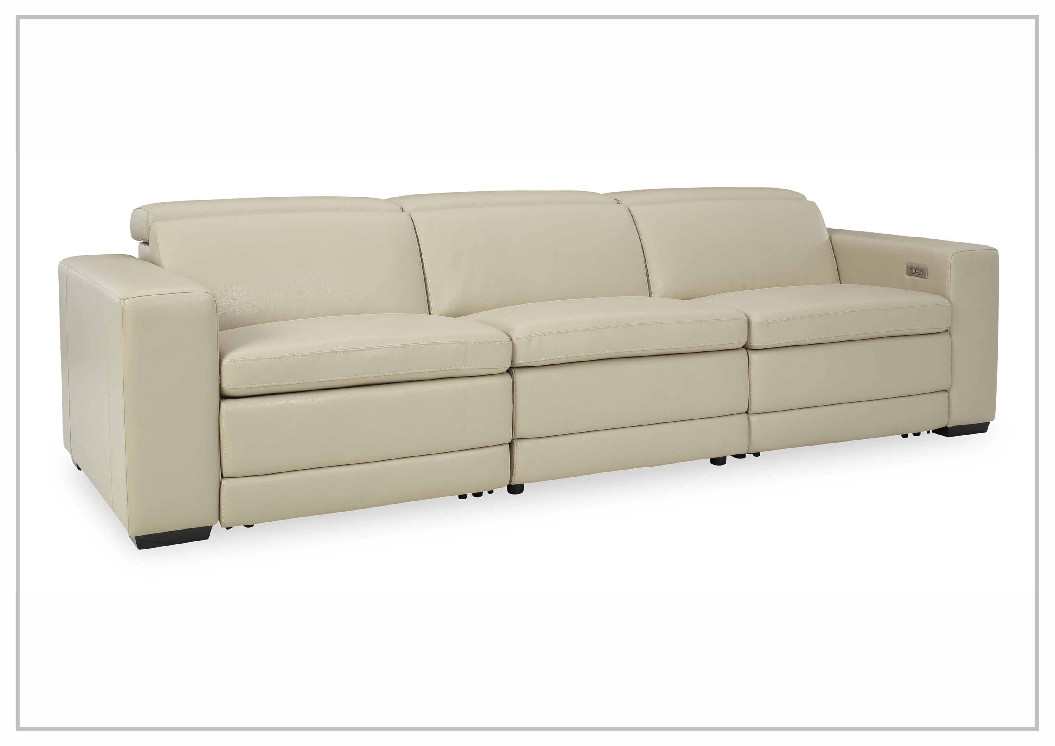 Gio Italia Titan 3-Seater Dual Power Reclining Leather Sofa - Modern Living Room Furniture for Home Theater & Relaxation