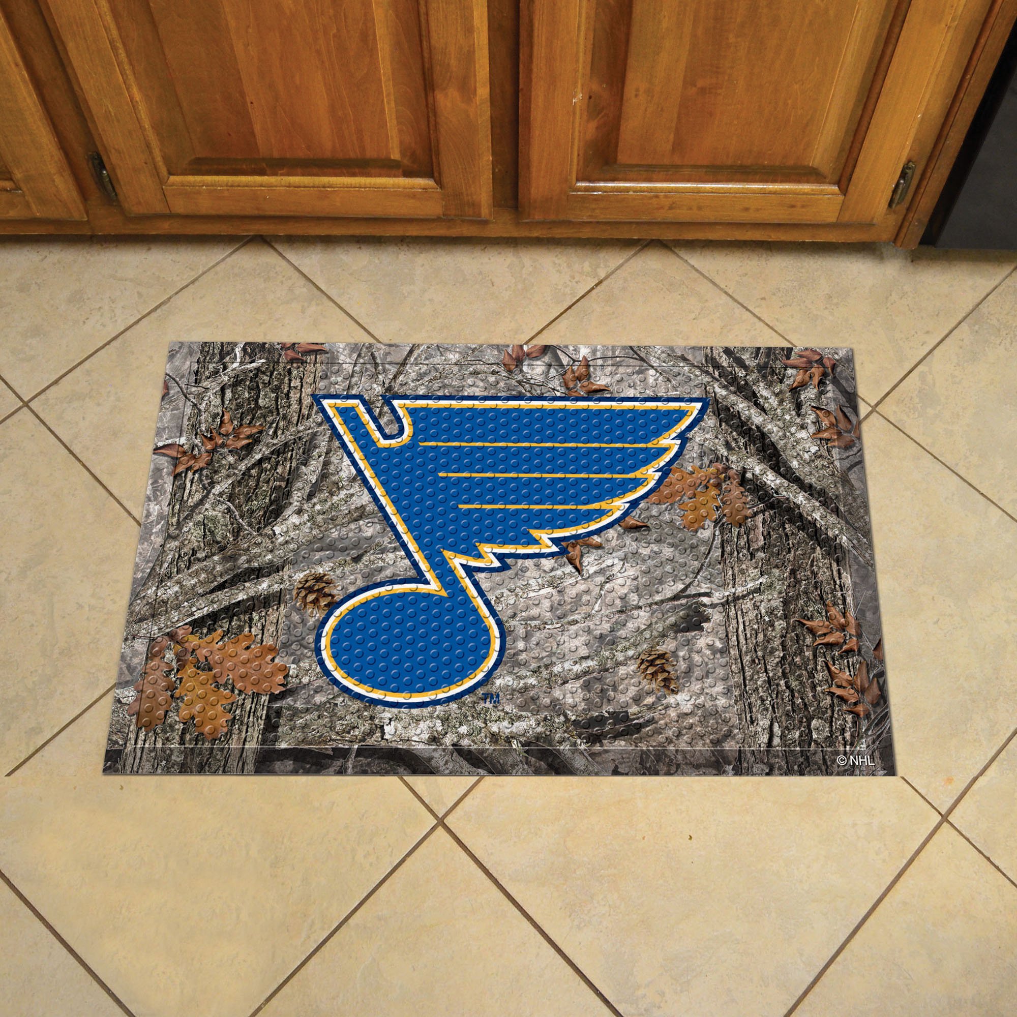 FANMATS 19173 St. Louis Blues Camouflage Rubber Scraper Door Mat - Non-Slip Entryway Rug for Home, Office & Outdoor Use - Perfect for Front Door, Garage & Patio