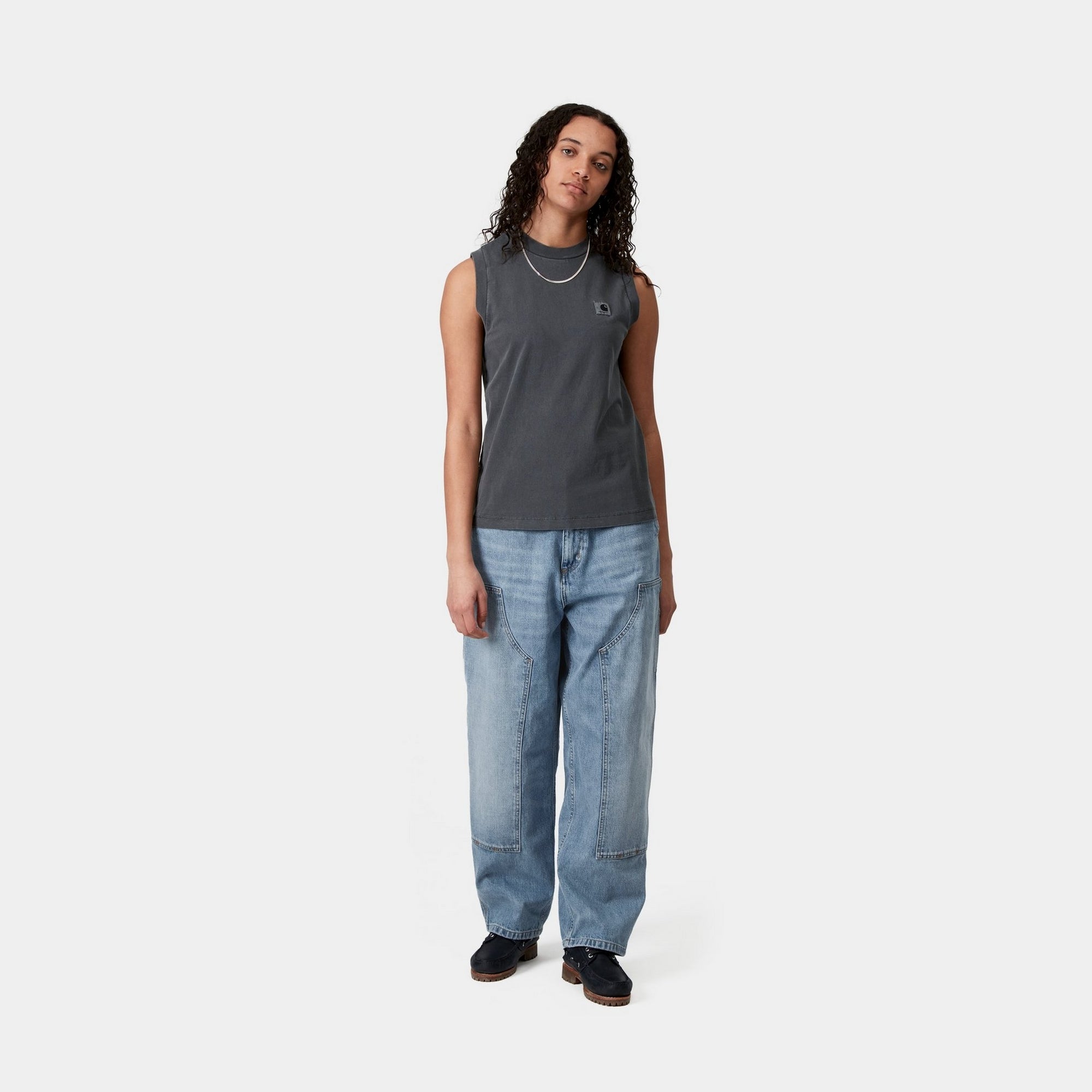 Women's Brandon Double Knee Work Pants - Burst Washed Blue Denim | Durable & Comfortable for Work, Hiking & Outdoor Activities