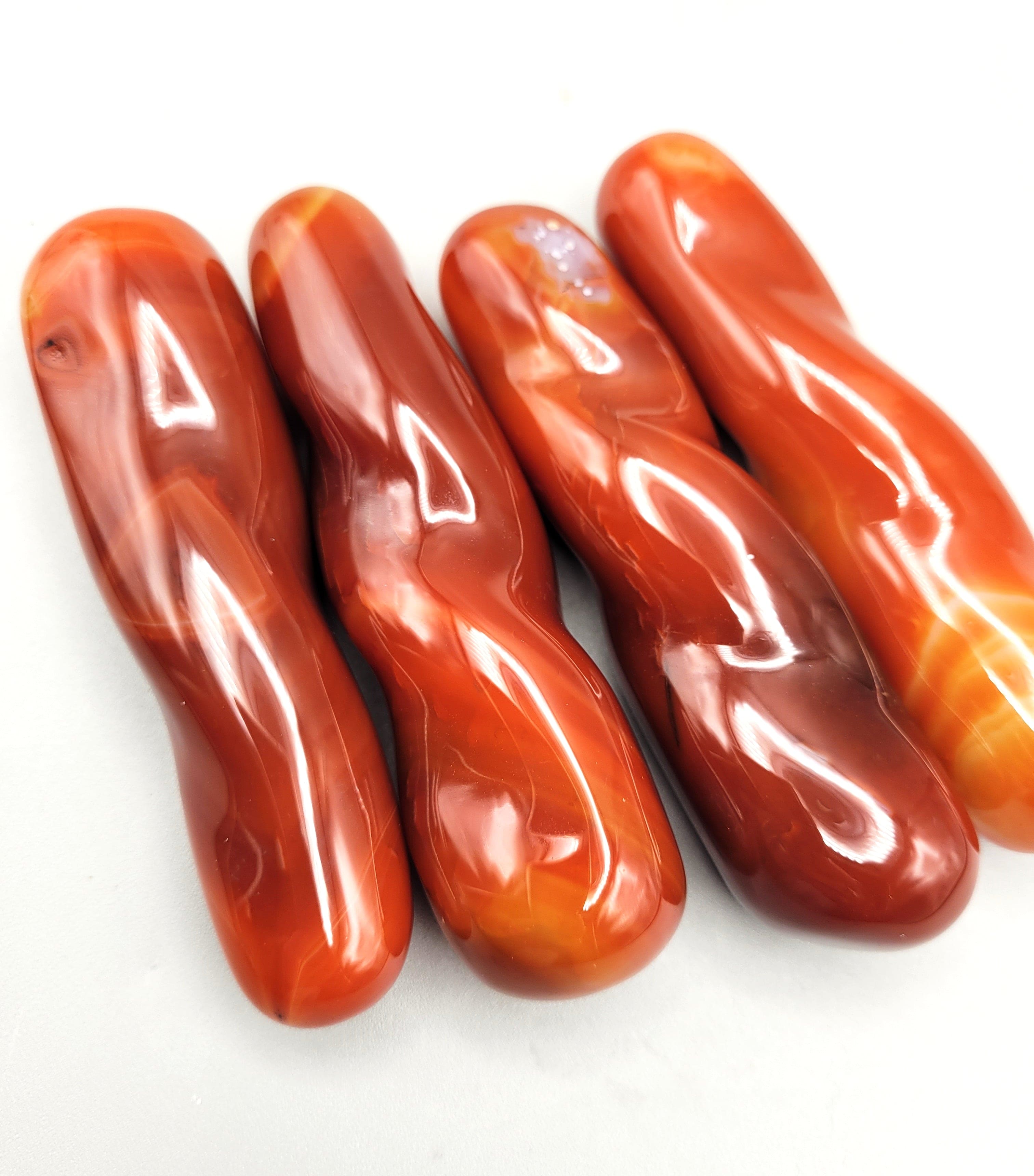 Natural Carnelian Twisted Wand Massager for Relaxation & Muscle Relief - Healing Crystal Therapy Tool for Stress Relief, Meditation & Self-Care Rituals