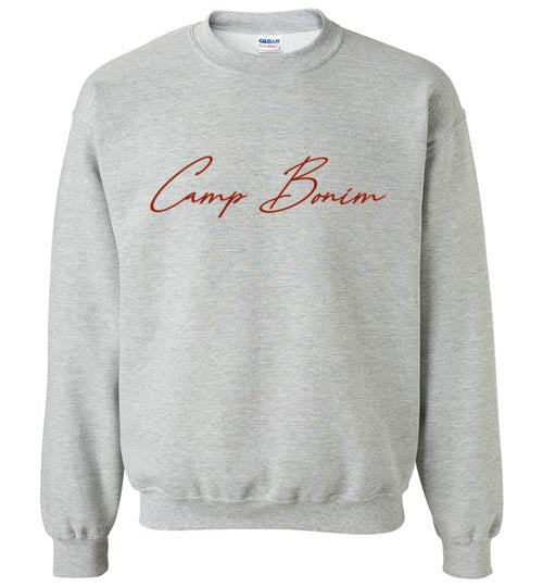 Bonim Crewneck Sweatshirt for Women - Soft Cotton Pullover with Maroon Scrawl Print | Casual Loungewear, Streetwear Fashion & Winter Layering Essential