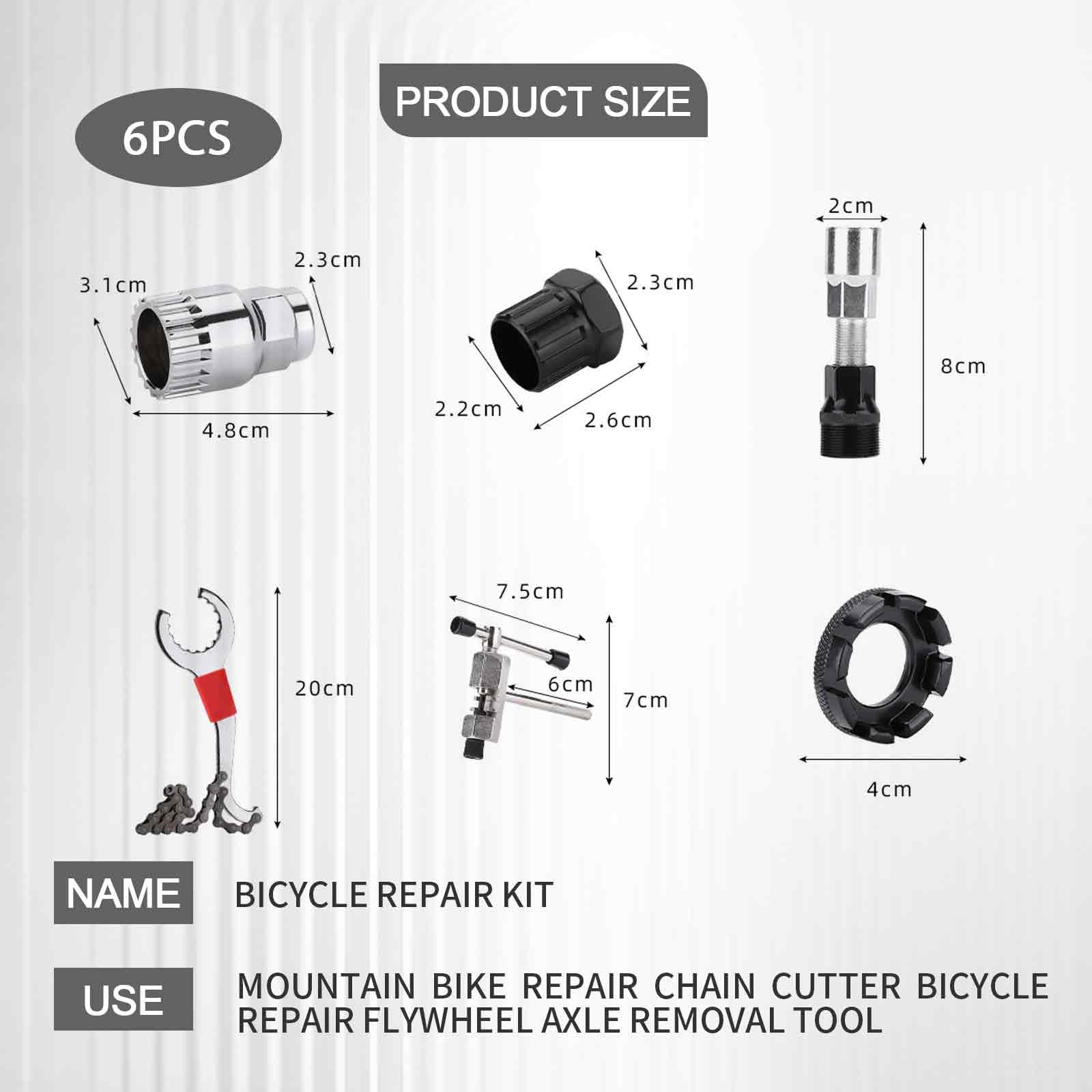 PLATEYTR 6-Piece Bike Chain Tool Kit - Professional Bicycle Cassette Remover & Sprocket Tool for Mountain & Road Bikes - Essential for Chain Maintenance, Repair & Installation - Perfect for DIY Bike Repairs & Professional Mechanics