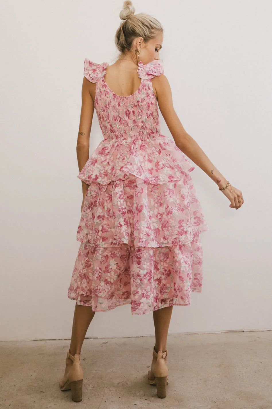 Absedee Floral Midi Dress - Women's Summer Boho Flowy Dress with Short Sleeves - Perfect for Beach Vacations, Garden Parties & Date Nights
