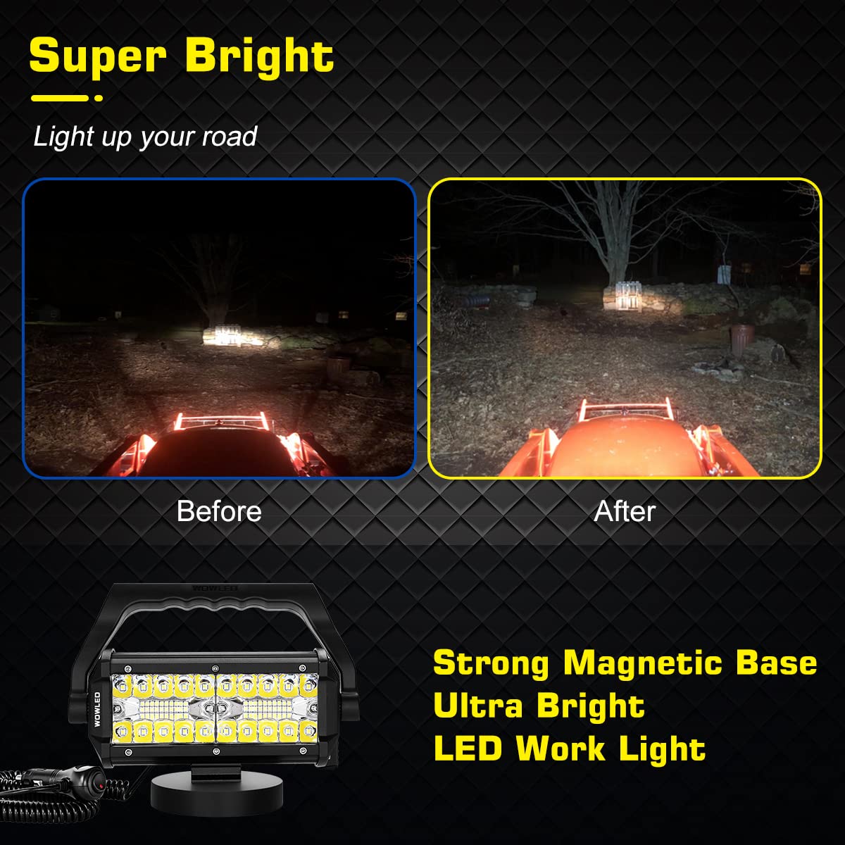 WFPOWER 120W Portable LED Work Light with Magnetic Base - Super Bright Waterproof Flood & Spot Light for Job Site, SUV, Boat, Truck, Camping, Car Repair & Emergency Use - Perfect for Outdoor Work and Nighttime Safety