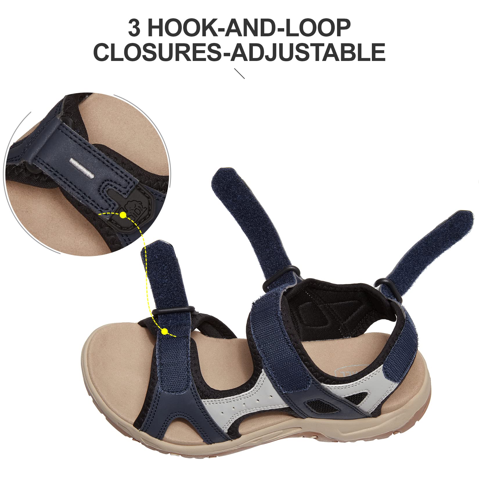 CAMEL CROWN Women's Hiking Sandals - Waterproof Sport Sandals with Arch Support for Walking, Beach & Outdoor Activities | Comfortable Travel & Adventure Footwear