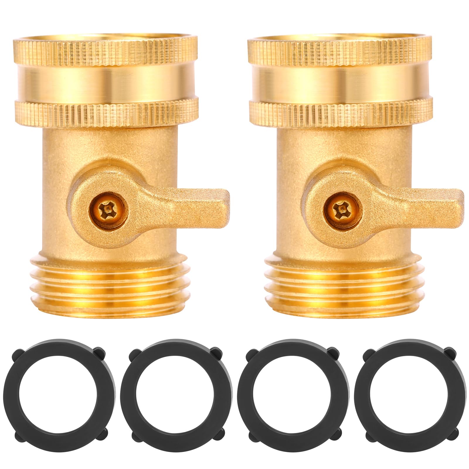 Heavy Duty 3/4 Inch Solid Brass Garden Hose Shut Off Valve - 2 Pack for Outdoor Watering, Lawn Irrigation & Car Washing