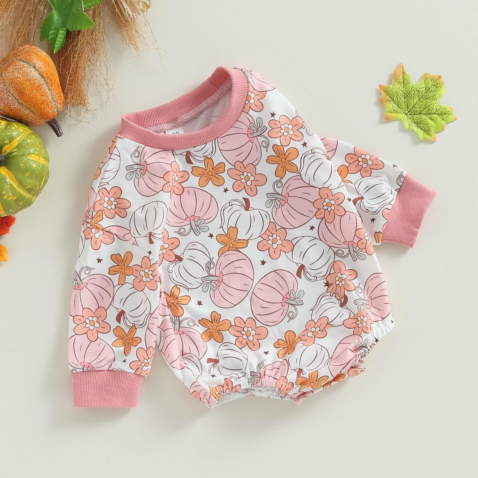 Halloween Newborn Baby Girl Outfit - Pumpkin Sweatshirt Romper with Long Sleeves for Toddlers & Infants | Cute Costume for Halloween Parties & Photo Shoots