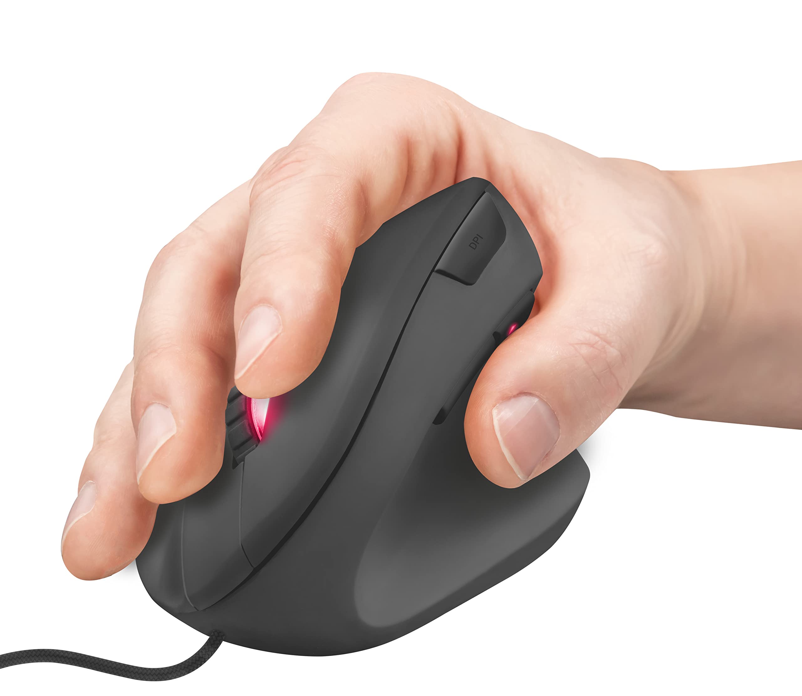 Trust GXT 144 Rexx Ergonomic Vertical Gaming Mouse - 10000 DPI Adjustable, 6 Programmable Buttons, RGB Lighting, Software Control for PC/Mac - Perfect for FPS, MMO Gaming & Office Work (Black)