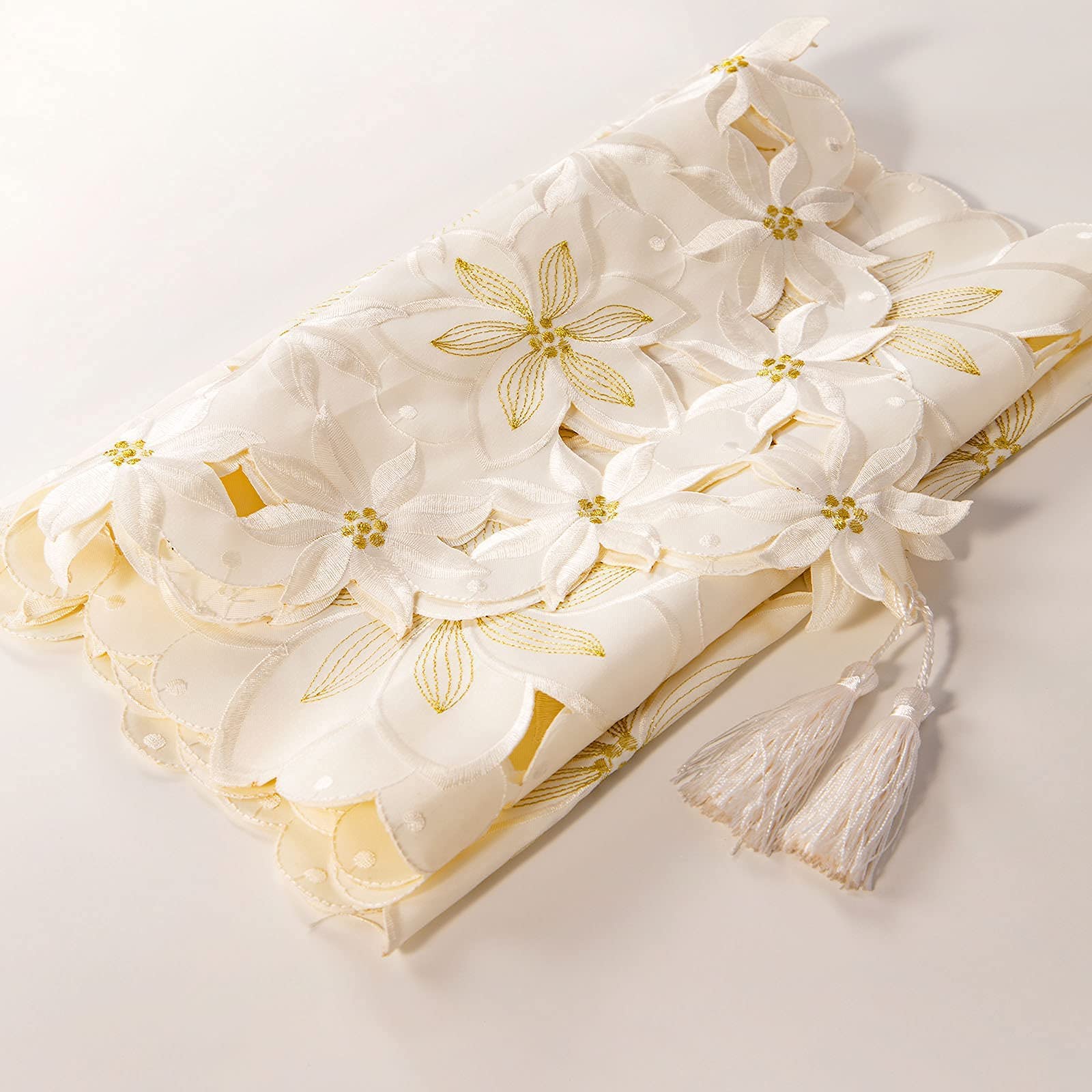 72 Inch Floral Embroidered Table Runner for Dining, Coffee, Kitchen, Banquet & Wedding Decor - Elegant Home & Hotel Decoration
