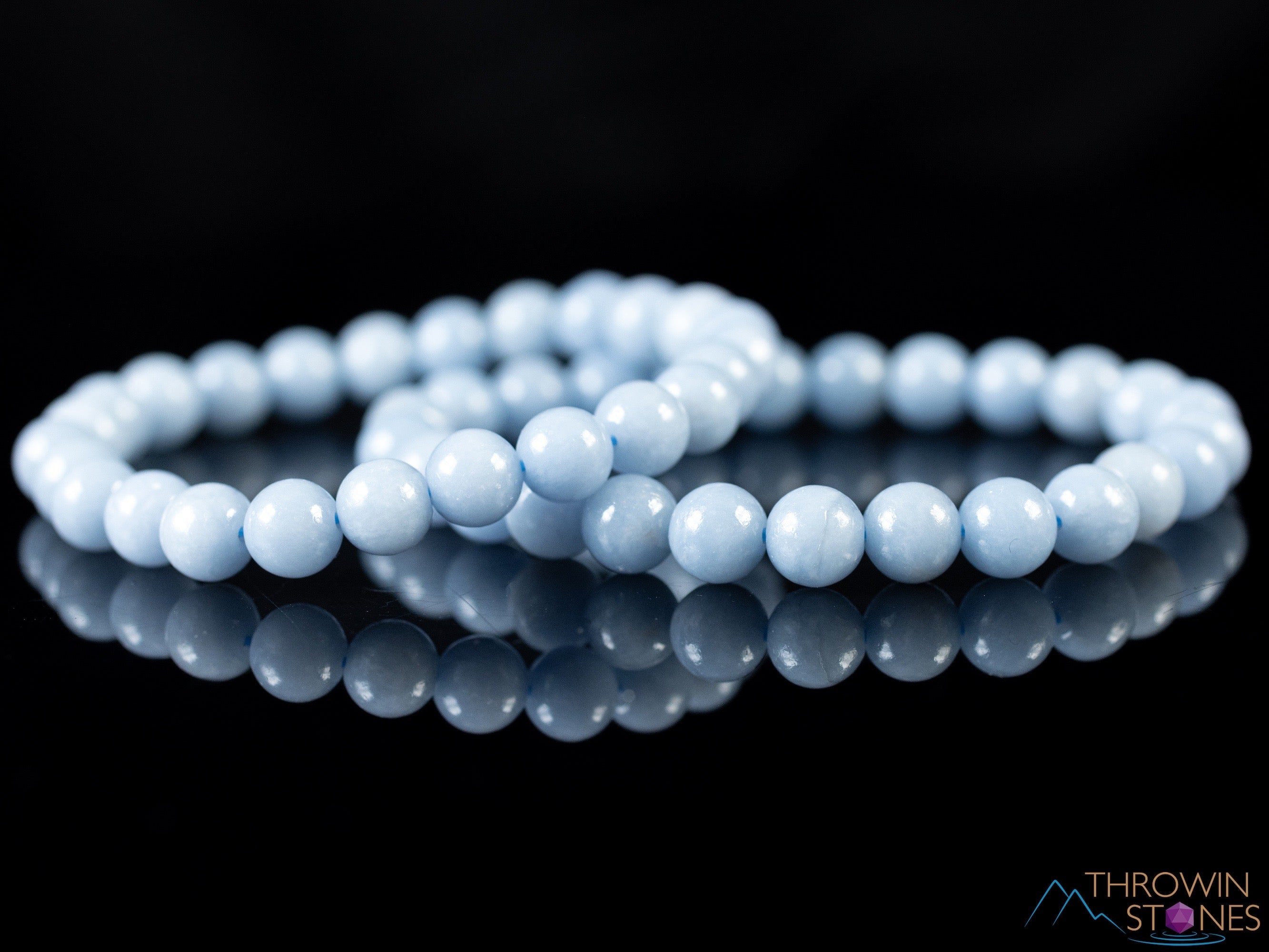ANGELITE Crystal Bracelet - Round Beaded Healing Bracelet, Handmade Gemstone Jewelry for Women, Stress Relief & Spiritual Balance | Perfect for Meditation, Yoga & Daily Wear