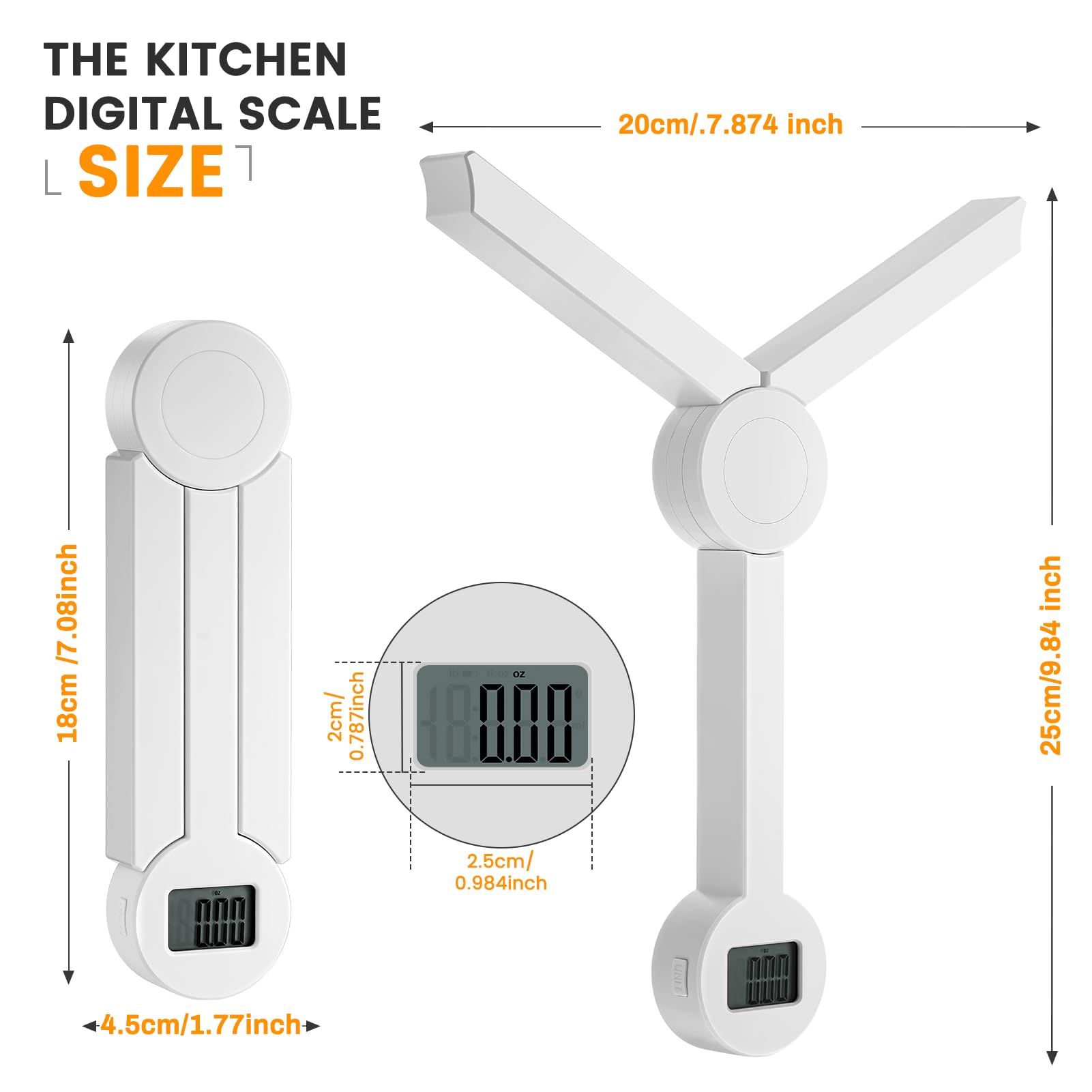 Digital Kitchen Scale - Folding Food Scale with LCD Display, Highly Accurate & Portable for Measuring Healthy Food Intake | Supports Multiple Units | Ideal for Travel, Cooking, Baking & Meal Prep