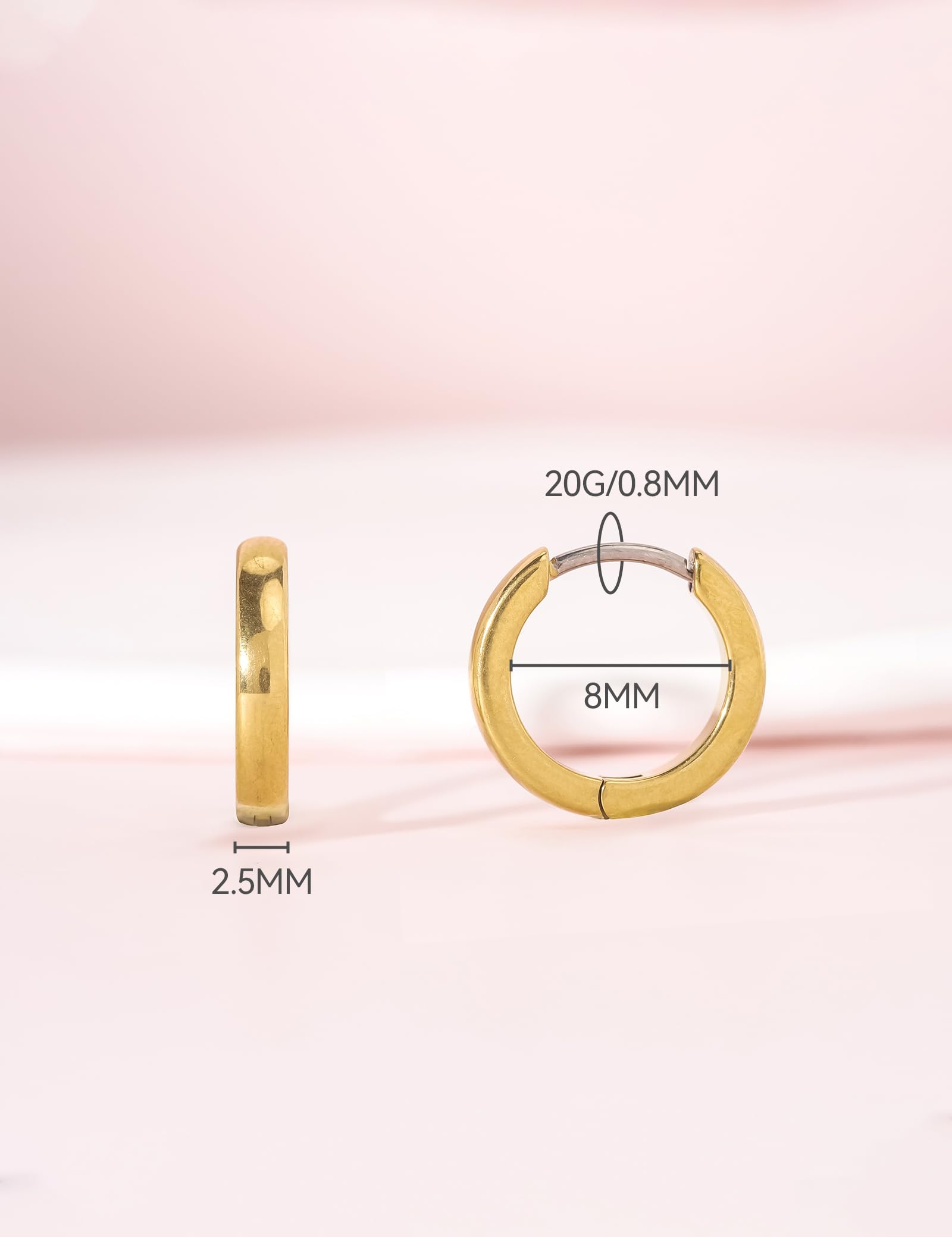 Limerencia G23 Pure Titanium Huggie Hoop Earrings for Women - Hypoallergenic Small Hinged Hoops for Sensitive Ears | Everyday Wear, Gift for Her, Work & Special Occasions
