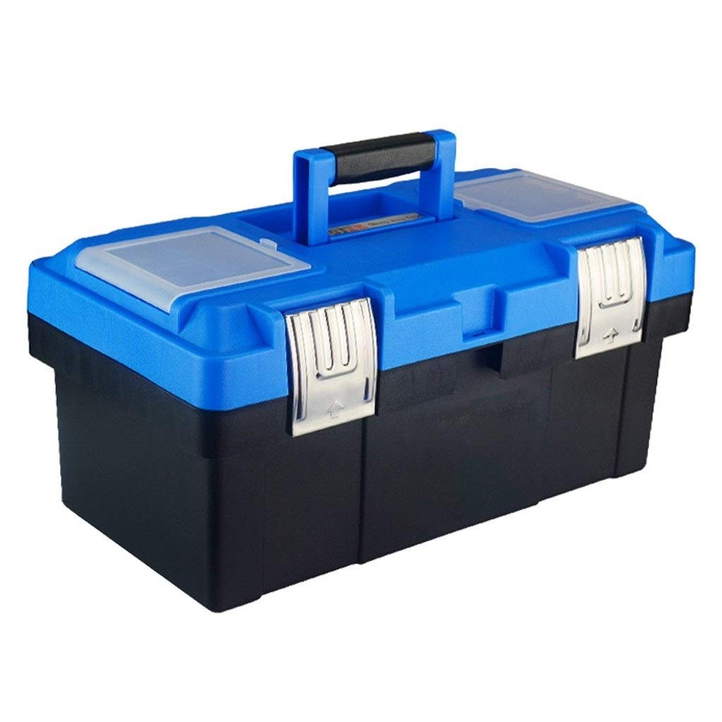 Reinforced Plastic Tool Box - Heavy Duty Storage for Car, Home & Electrician Tools | Multifunctional PP Tool Chest with Secure Compartments | Durable Blue Toolbox for DIY, Garage & Workshop Organization