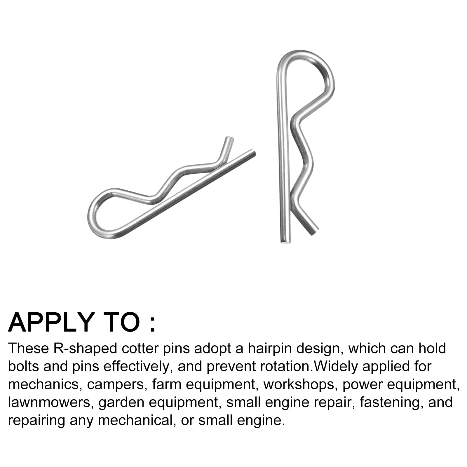 METALLIXITY Cotter Pins (2.5mm x 45mm) 50Pcs - High Carbon Steel R-Clip Pins for Hitch Pin Lock Systems, Silver Tone - Perfect for Trailers, Agricultural Equipment & Industrial Machinery Securing