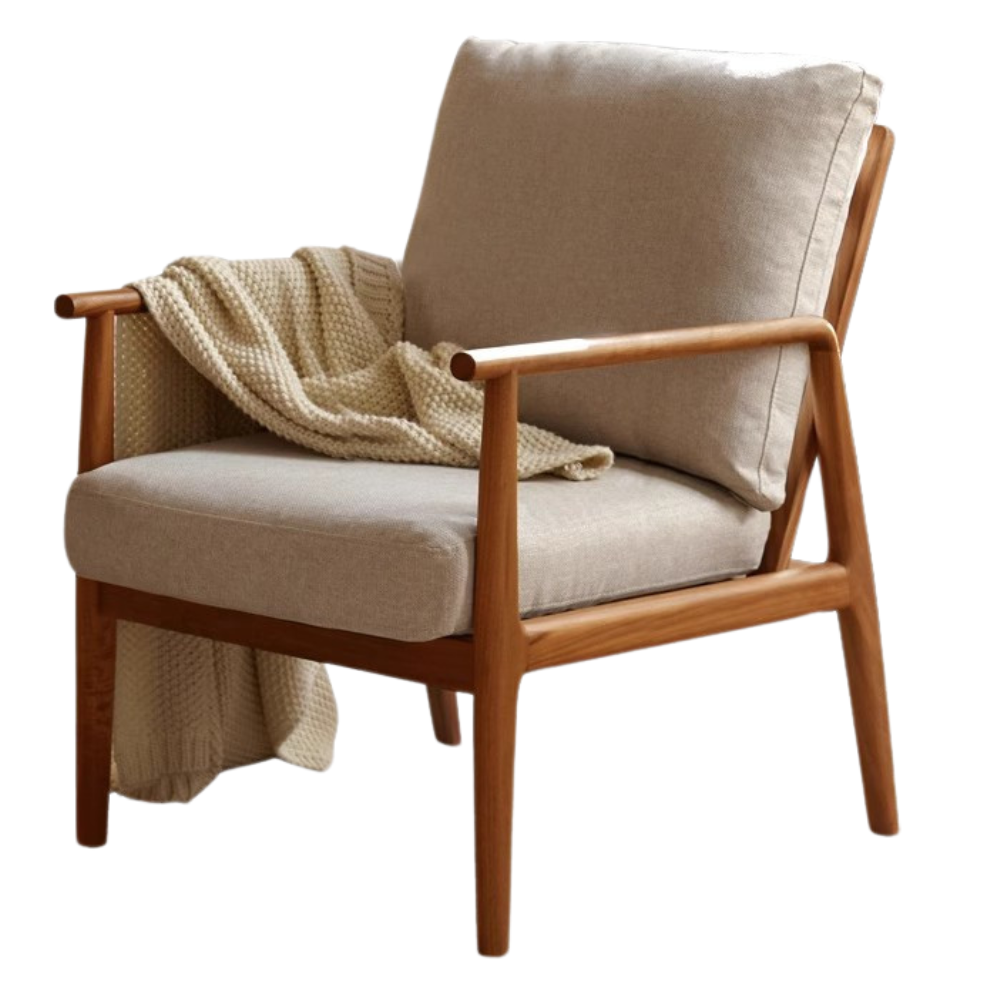 25.6x29.9x35.4 inch / 65x76x90сm / fabric gravel white Cherry wood / Cherry sofa chair