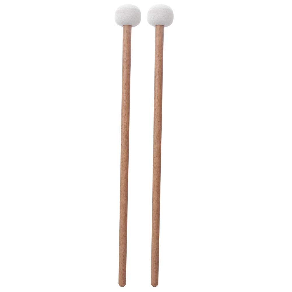 Premium 2-Piece Drum Mallets with White Felt Heads - Professional Percussion Sticks for Timpani, Snare Drums & Orchestral Performances - Ideal for Musicians, Band Practice & Live Concerts